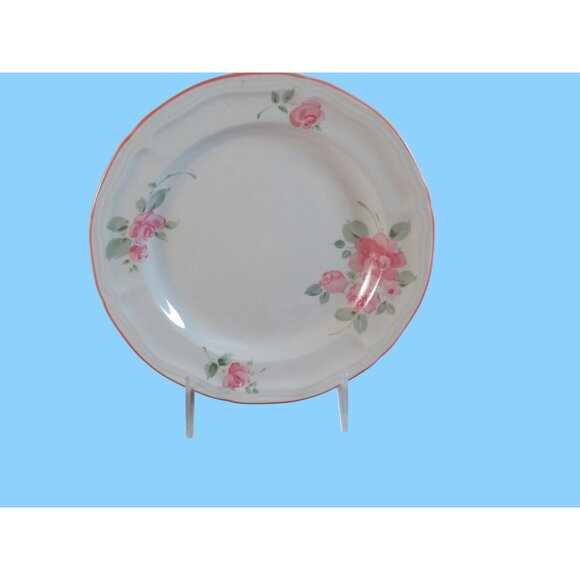 Gibson Housewares Floral Salad Plates Pink Roses Design 8.5" Set Of 3 - Picture 3 of 8